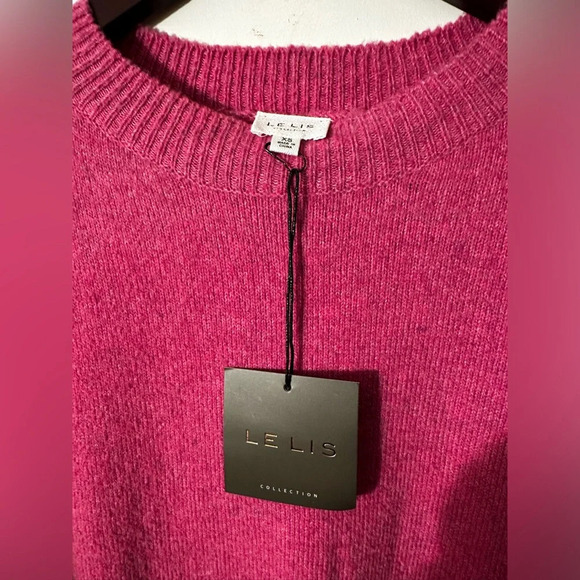 NWT LE LIS Hot Pink Oversized XS Wool Blend Crew Neck SOFT LIKE CASHMERE Sweater - Picture 6 of 11